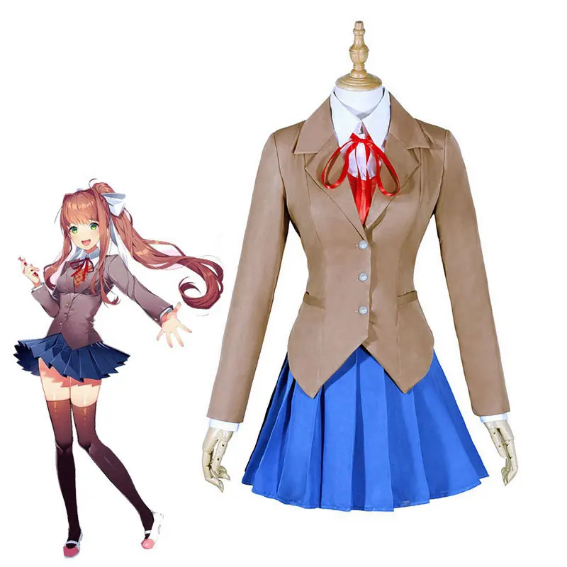 

Doki Doki Literature Club Monika Cosplay Sayori Yuri Natsuki Cosplay Costume School Uniform Girl Women Costume Game Cos 4 Piece