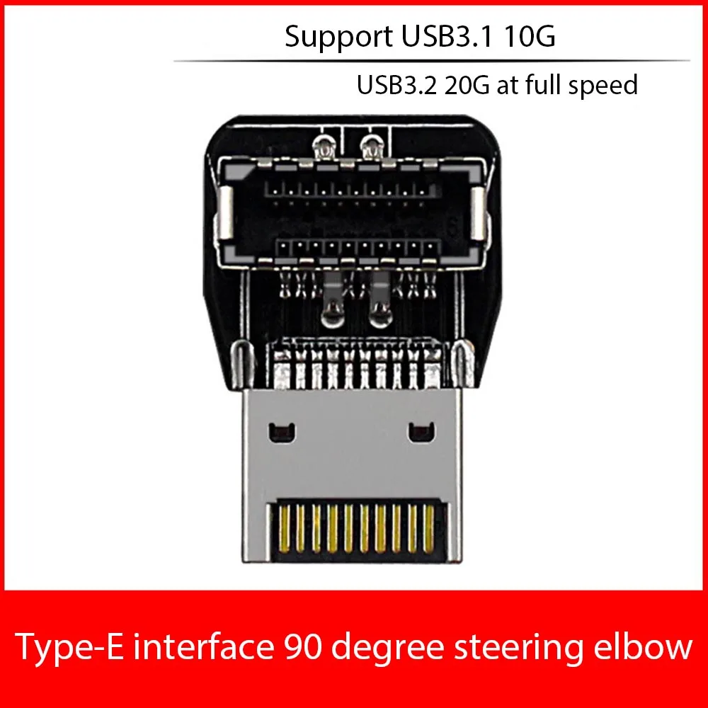 

USB Header Adapter 10G 90 Degree Elbow USB 3.1 Front Panel Socket Type-E Converter Adapter for Computer Motherboard