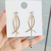 statement fish shape drop earring long tassel cross crystal earrings for women fashion jewelry oorbellen brincos aretes de mujer
