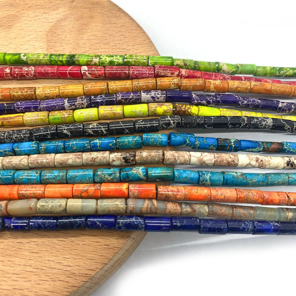 

1 Strand Natural Semi-natural Semi-precious Stone Loose Beads Strand Cylindrical Shaped 12colors DIY for Making Necklace Earring