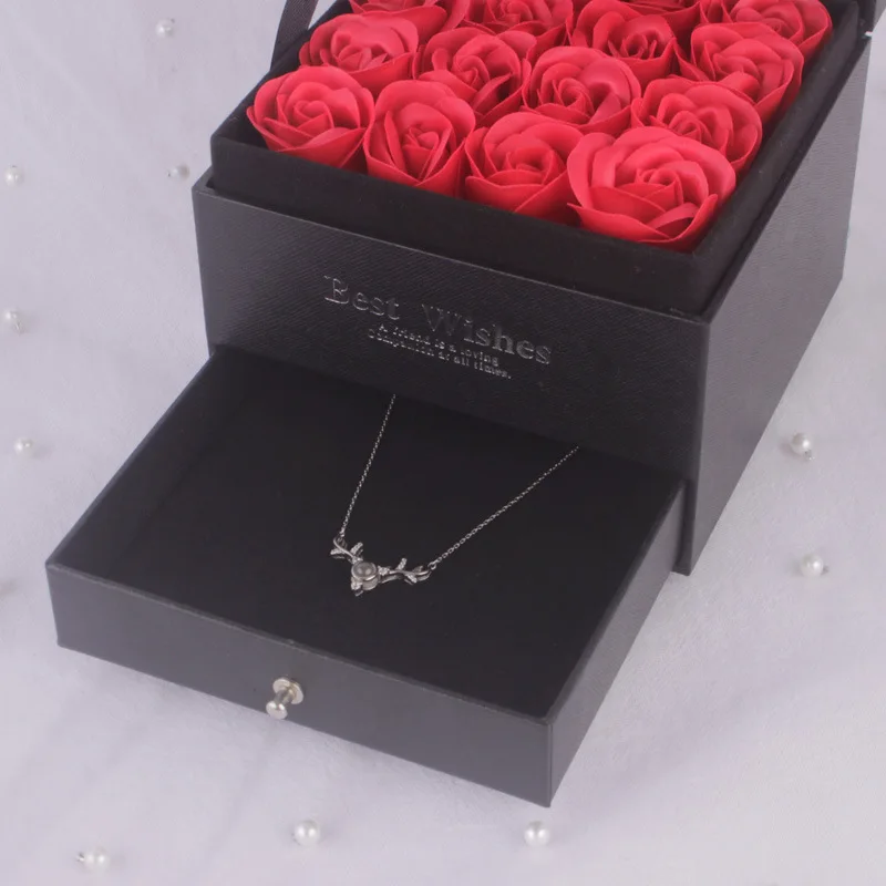 

Valentine's Day Gift Box With Soap Flower Eternal Soap Rose Gift Box Exqusite Valentine's Day Rose Gift Box Eternal Jewelry Box