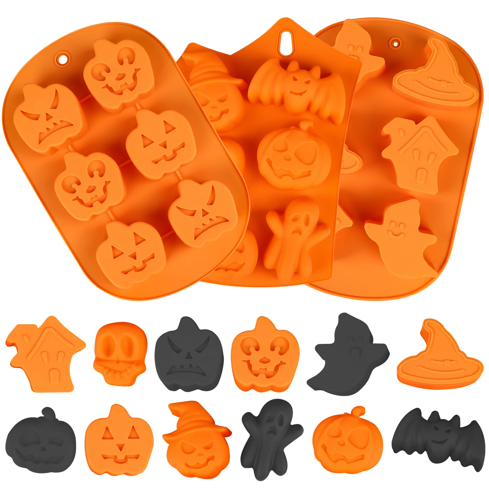 

3Pcs Halloween Silicone Baking Moulds Baking Tools for Cakes Cake Molds Baking Mold Moon Cake Mold Cake Molds