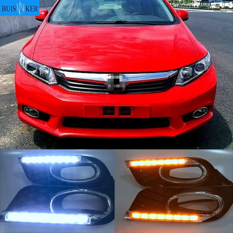 

Turning Signal style Relay 12V Car LED DRL Daytime Running Lights Accessories with Fog Lamp Covers For Honda Civic 9th 2010-2013