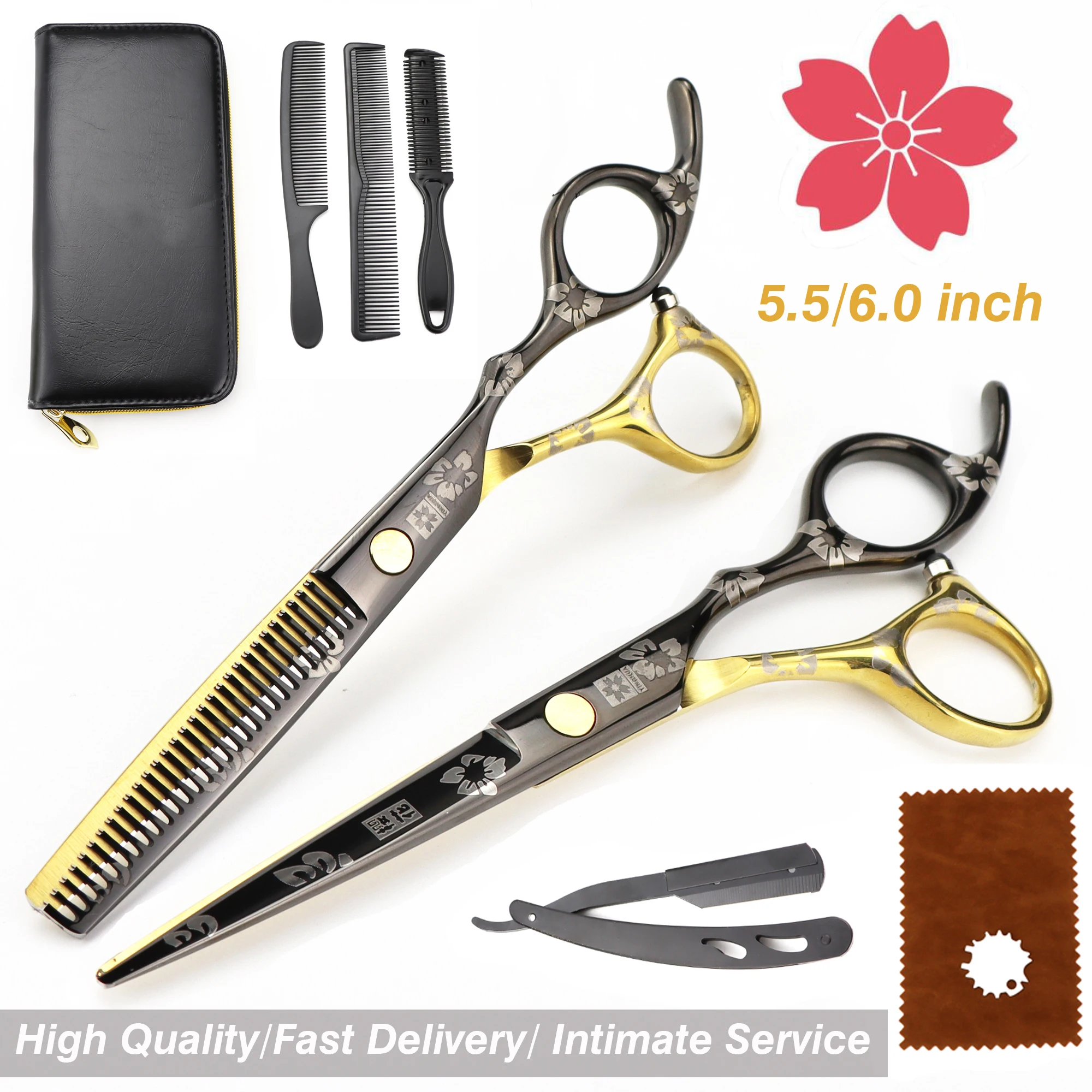 

5.5/6.0 inch Silver Japanese Hair Scissors Japan 440C Cheap Hairdressing Scissors Thinning Shears Hairdresser Shaver Haircut