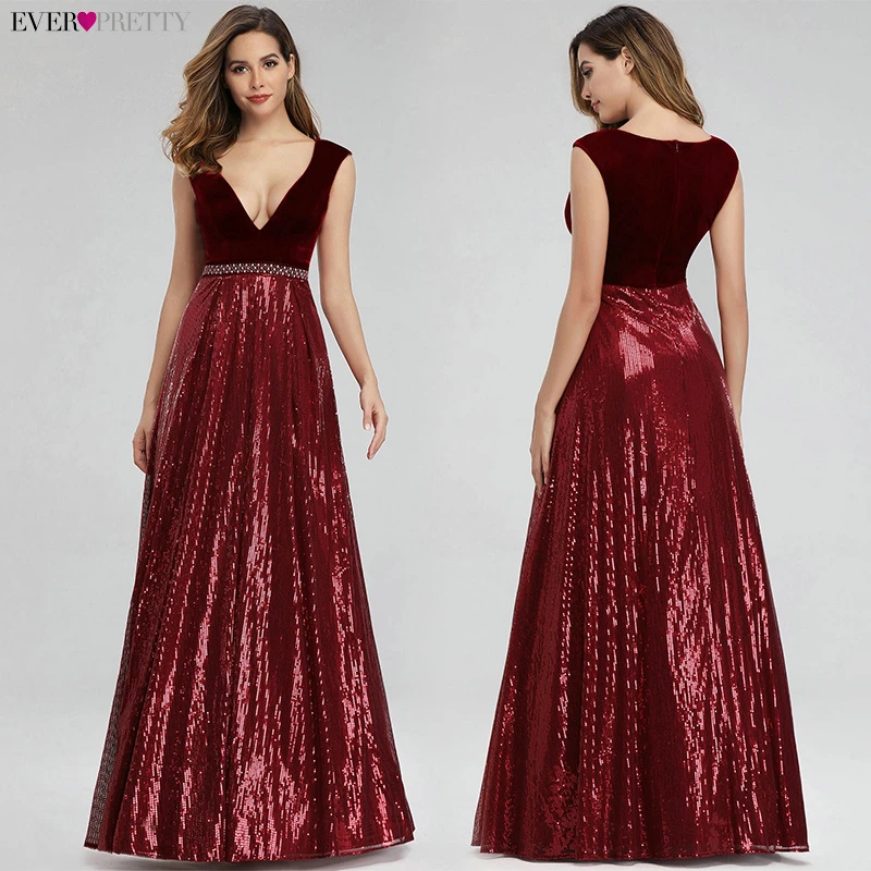 Vestidos De Festa Ever, красивое элегантное ТРАПЕЦИЕВИДНОЕ ПЛАТЬЕ С v-образным вырезом, бархатное, блестящее, с бисером, длинное официальное платье для вечеринки,, сексуальные платья для выпускного вечера
