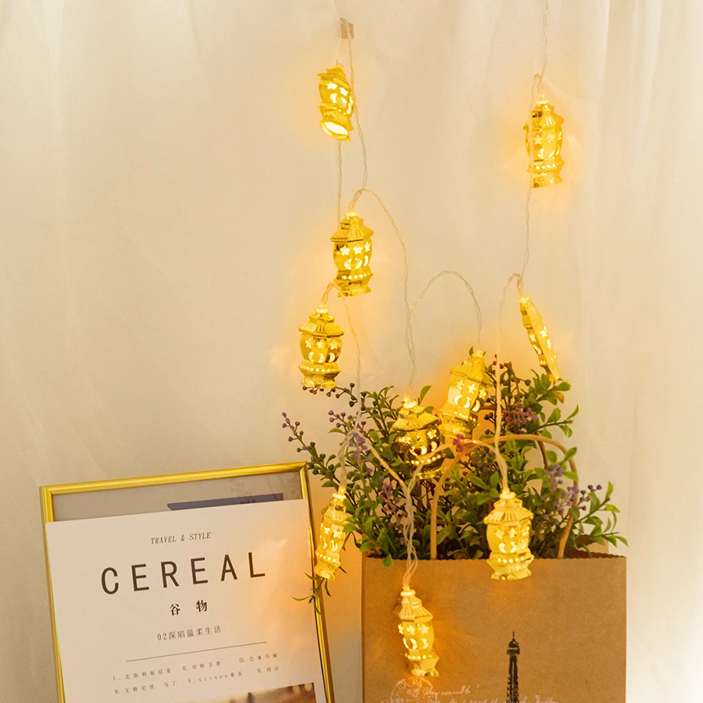 

LED Lantern Mosque Moon Light 10 LED Fairy String Lights Ornament Eid Mubarak Muslim Islam Ramadan Home Festival Decorations