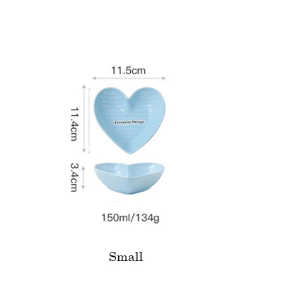 Small Blue bowl 1 шт. керамическая миска в форме сердца, тарелка для суфле, пудинг, миска для закусок, посуда, фарфоровая десертная тарелка, пара посуды - Цвет: Small Blue bowl