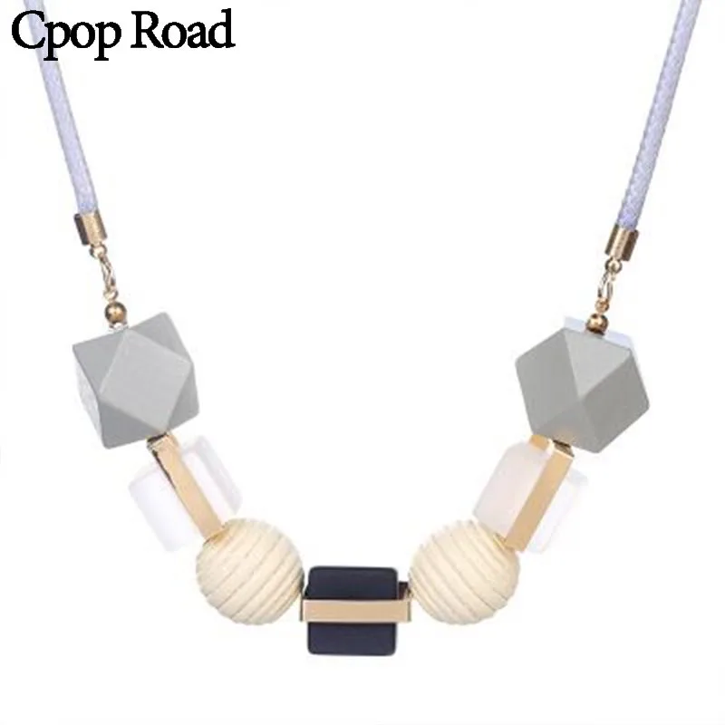 Cpop модное креативное ожерелье из деревянных бусин короткое с подвеской