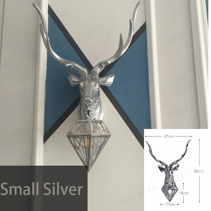 Silver Small BLUBBLE скандинавский Рождественский олень Antler настенный светильник декоративные лампы Настенные светильники олень спальня Buckhorn Кухня Настенные светильники для домашнего декора - Цвет абажура: Silver Small