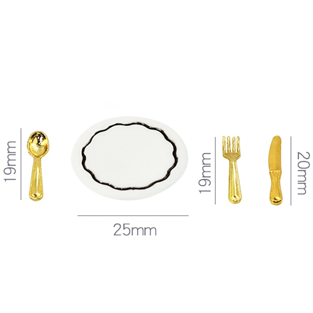 

1 Набор 1/12 Миниатюрные аксессуары для кукольного домика набор мини-тарелок вилка и ложка модель имитации посуды игрушки для украшения кукол...