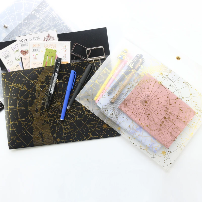 Вместительный золотистый/серебристый Органайзер Domikee A4 из фольги с рисунком