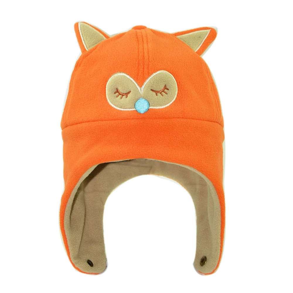 Новинка 2019 года детская зимняя шапка с рисунками животных лиса медведь ушами из