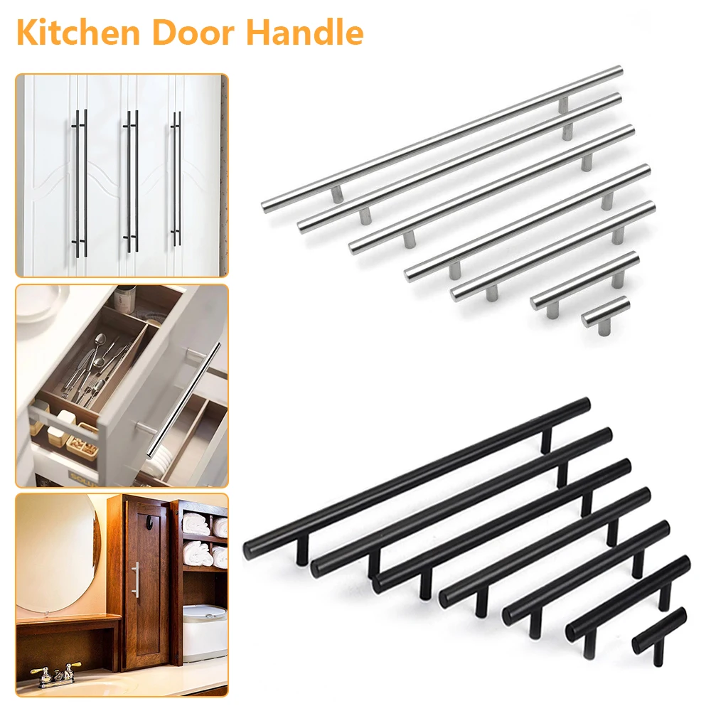 

T-shaped Cabinet Door Handle Set Wardrobe Wtainless Steel Handle Hollow Cupboard Pulls Square Door Knobs Kit Furniture Hardware