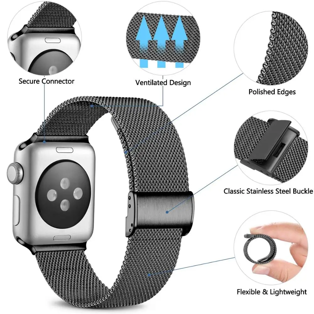 milanese strap for apple watch serie 6 5 4 se 3 iwatch band 42mm 38mm metal stainless steel bracelet apple watch band 44mm 40mm free global shipping