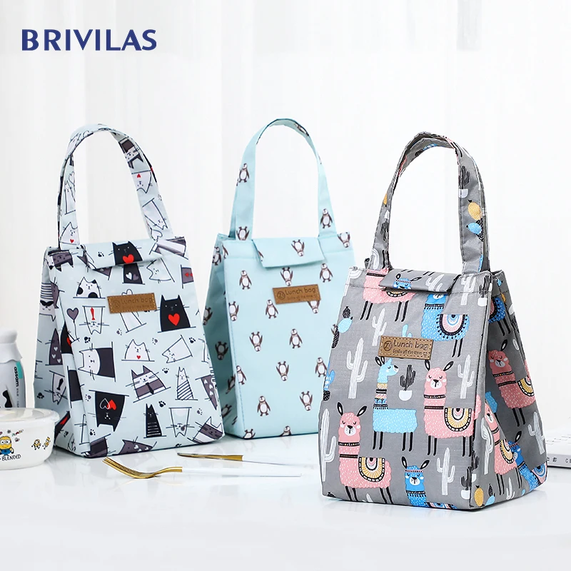 

Brivilas cooler lunch bag fashion ctue cat multicolor bags women waterpr hand pack thermal breakfast box portable picnic travel