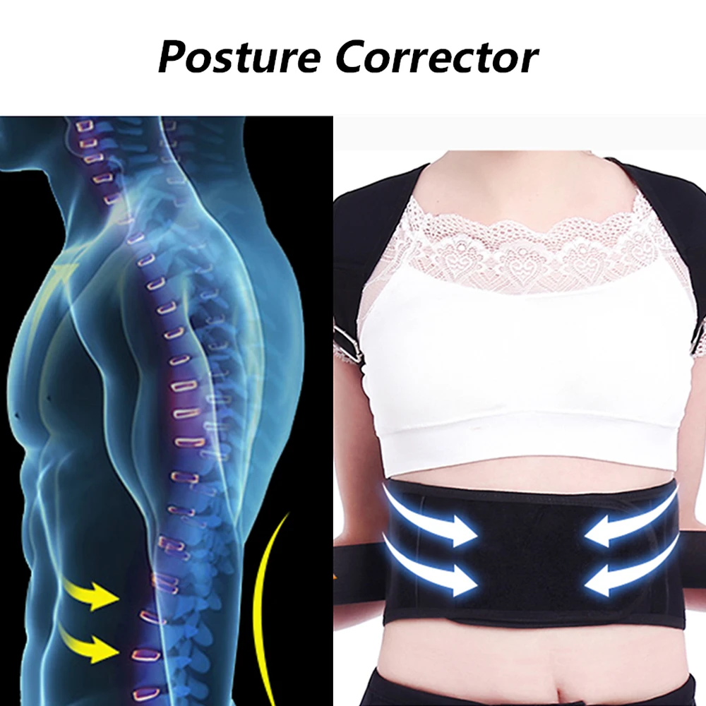 Back Waist Posture Corrector Adjustable Adult Correction Belt Trainer Shoulder Lumbar Brace Spine Support Vest | Спорт и развлечения