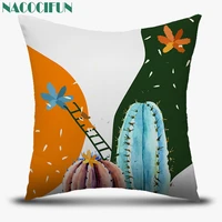 nordic style green cactus cushion covers for sofa pillow cover decorative plant home pillowcase 45 %c3%97 45 pillow case home decor