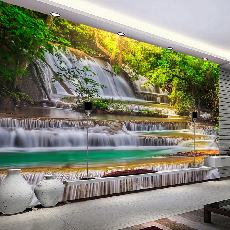 Пользовательские 3D обои водопад струящаяся вода лесной пейзаж гостиная спальня