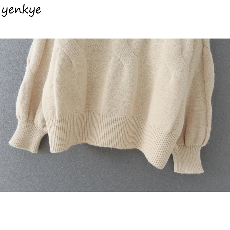 

Fashion Women Pullover Sweater Lantern Sleeve V Neck Solid Color Christmas Sweater Plus Size Autumn Tops Winter Pull Femme