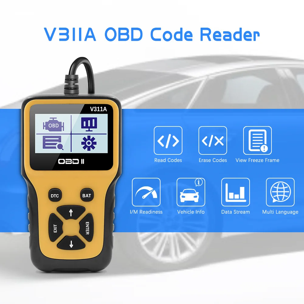 Автомобильный считыватель кодов V311A OBD с горячей клавишей DTC BAT может считывать