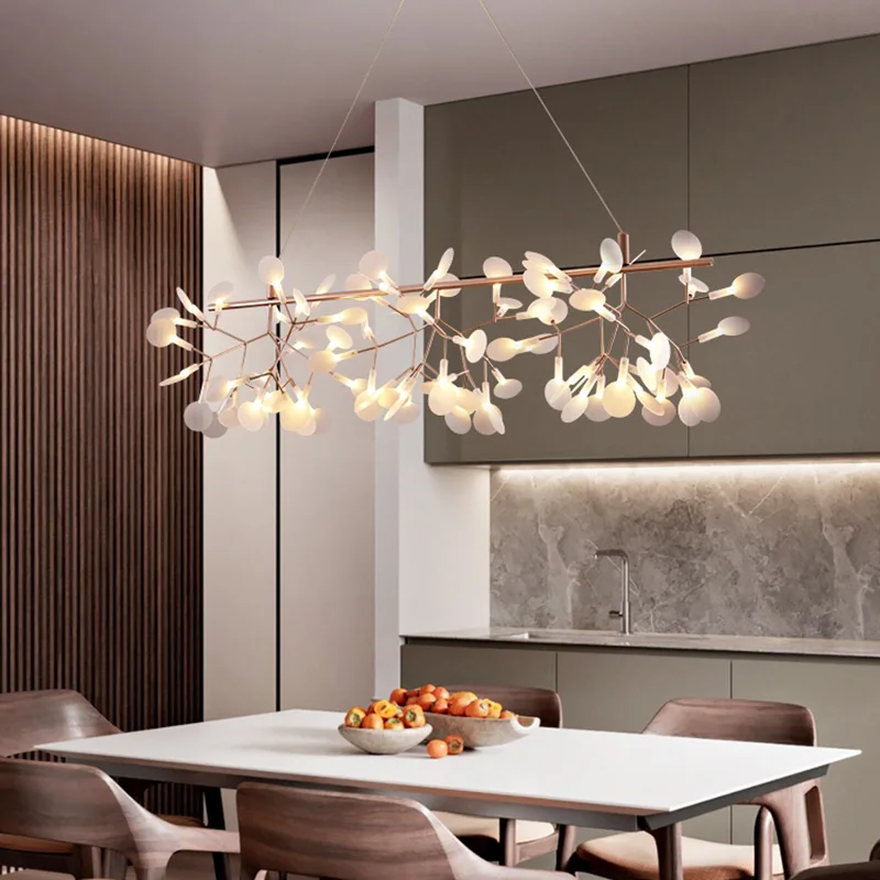 Купить Романтическая светодиодный ная люстра-Светлячок Kobuc, стильная металлическая круглая потолочная лампа в виде ветки дерева для столовой, рес...