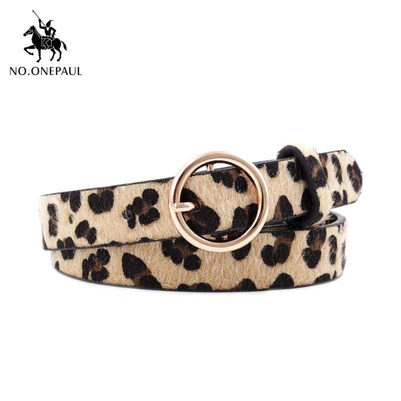 Женский ремень с леопардовым принтом NO.ONEPAUL из розового золота металлической