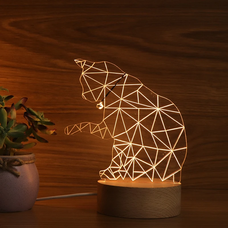 3D Светодиодная лампа Usb круглая кошка электрическая лампа кошка ночник на Amazon