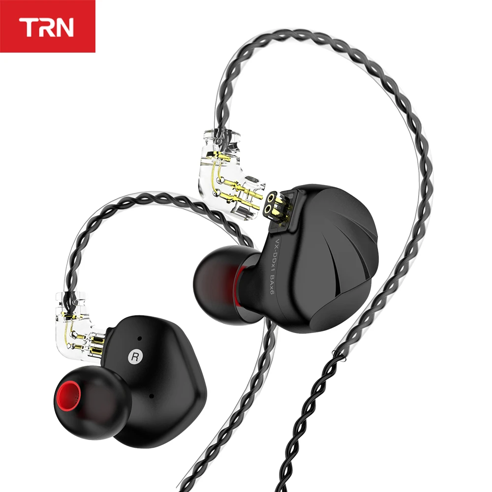 TRN VX 6BA + 1DD наушники в ухо гибридные металлические IEM HIFI DJ монитор для бега