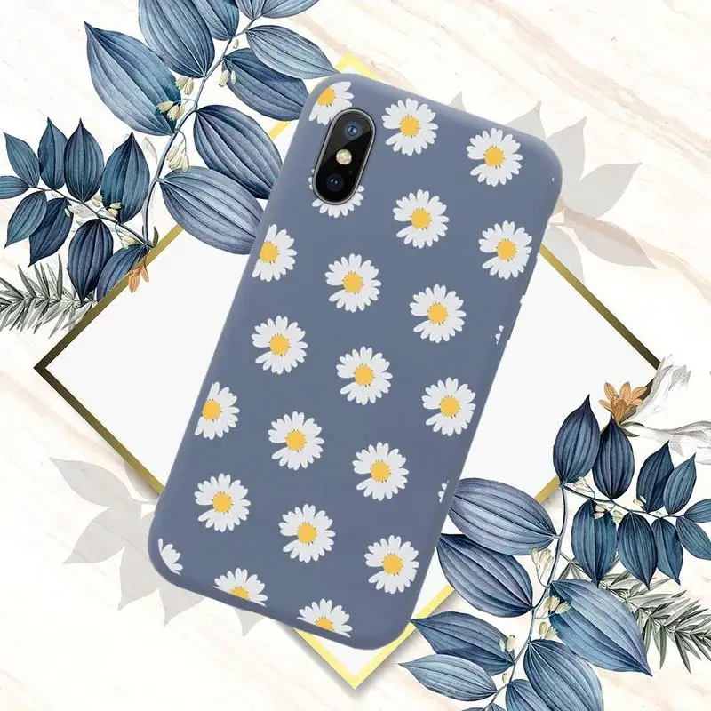 

Sunflower Daisy Phone Case Blue Candy Color for iPhone 11 12 mini pro XS MAX 8 7 6 6S Plus X SE 2020 XR