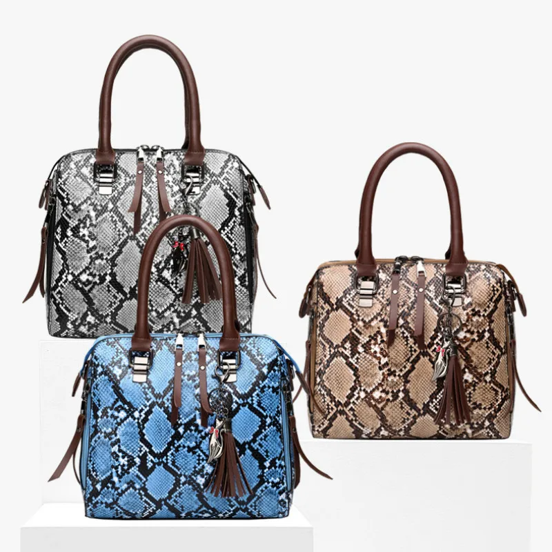 

New 2020 Summer New Women's Shoulder Bag Fashion Cross-Body Women's Bag Snakeskin All-match Four-Piece Small and Large Handbag