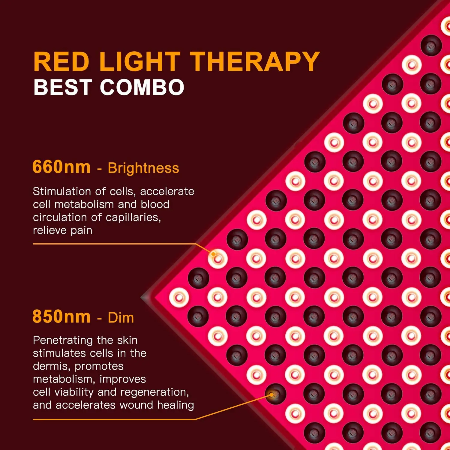 45W Red LED Light Therapy Panel Deep 660nm and Near Infrared 850nm Combo | Beauty Devices
