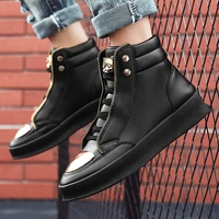 2021 new breathable casual boots fashion trend mens short boots outdoor pu leather sports shoes thick soled locomotive shoes