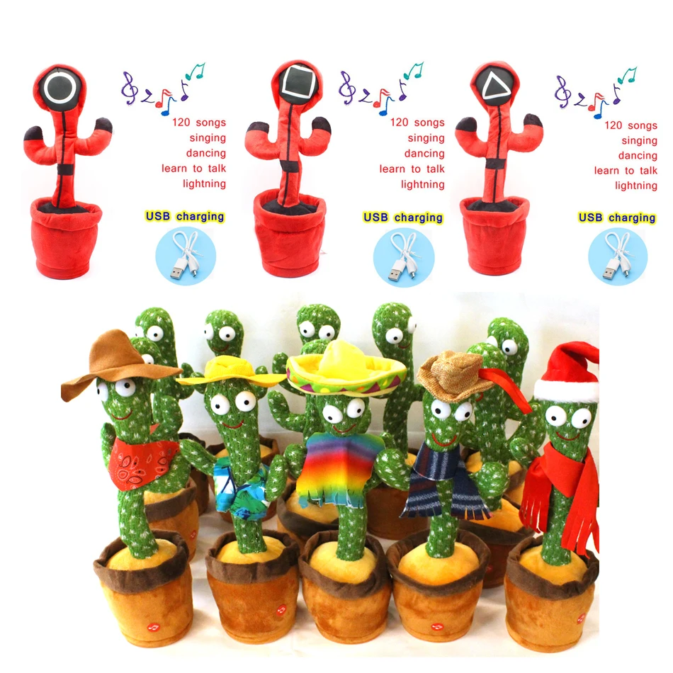 

Dancing Cactus Toys Speak Electronic Plush Toys Twisting Singing Dancer Talking Novelty Funny Music Luminescent Gifts