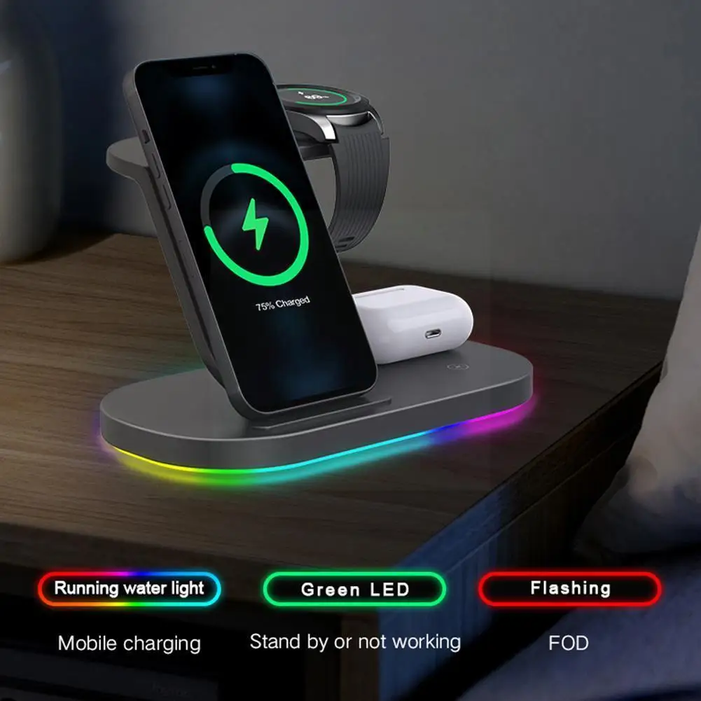 

3 In 1 Wireless Chargers Stand 15w Fast Charging For Watch 3/gear S3/lte/bt Active 2 Buds Pro Live S21/s20/s E1b9