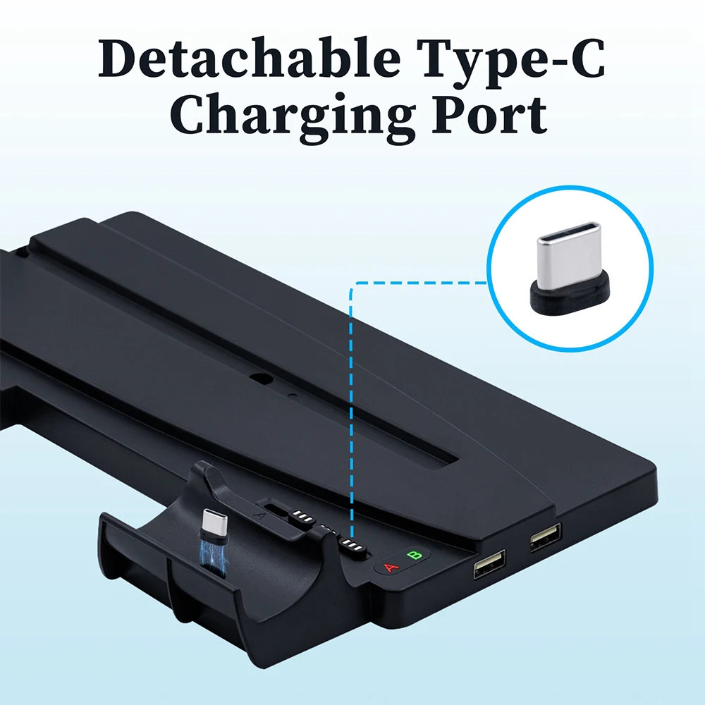 

2 in 1 Game Controller Charger Stand Dual USB Gaming Console Vertical Stand Base Gamepad Charging Dock for PS5 DE/UHD