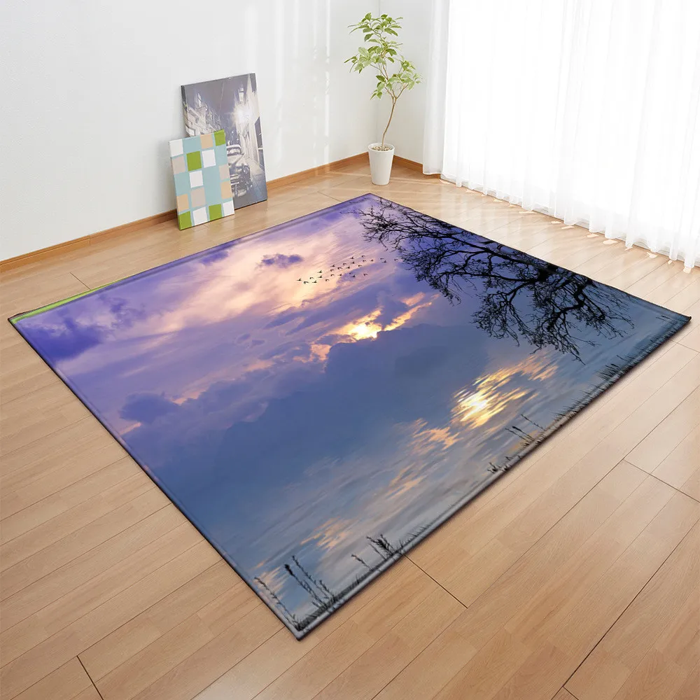 

Fashion Decor Sofa Area Rug 3D Snow Mountain Scenery Bedroom Rug Flannel No-slip Kitchen Dining Room Mat Living Room Carpet