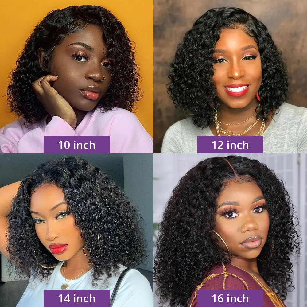 Короткий кудрявый парик Боб 13x 4 кружевные передние человеческие волосы