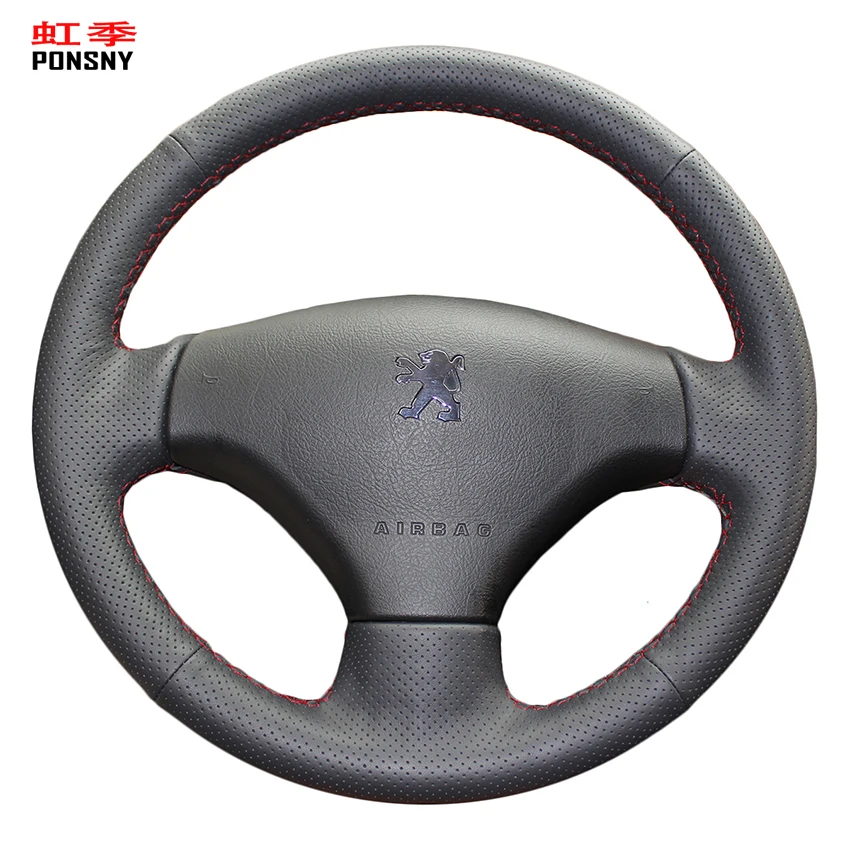 PONSNY чехол из искусственной кожи для рулевого управления автомобиля для peugeot 206 207 ручная работа