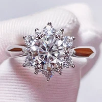 sun flower design d color vvs real moissanite ring size 6 5mm 1ct not resizable adjustable 925 silver lab diamonds wedding rings