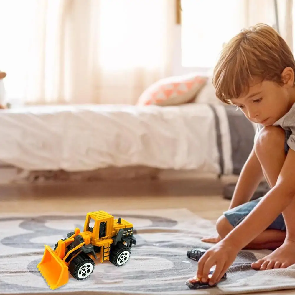 

Construction Truck Excavator Forklift With Road Signs 16 Model Sets Alloy Educational Car Of Children's Toys B0R0