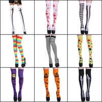 adult child women girls halloween costumes cosplay accessories stockings socks black white stripe clown nun bat print