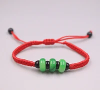 100 natural jadejadeite red knitted braided rope green black circle bead bracelet best gift