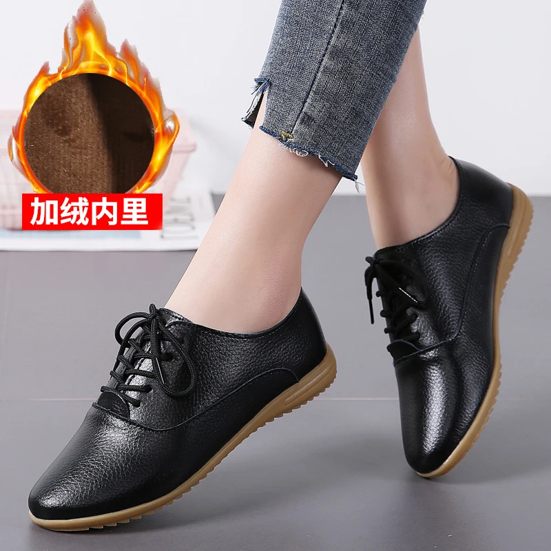 Leather white shoes hollow women's single shoes flat bottom women's shoes casual wear shopping shoes leather and cotton style 41