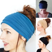 2021 new fashion women hair accessories 1pc soft elastic wide yoga head wrap soft tube scarf hairband solid color bib headscarf