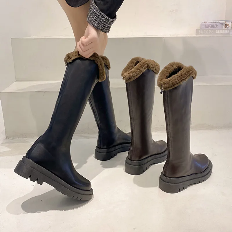 

Женские сапоги до середины икры с круглым носком, привлекательные сапоги до бедра на высоком каблуке, женские сапоги выше колена на низком к...