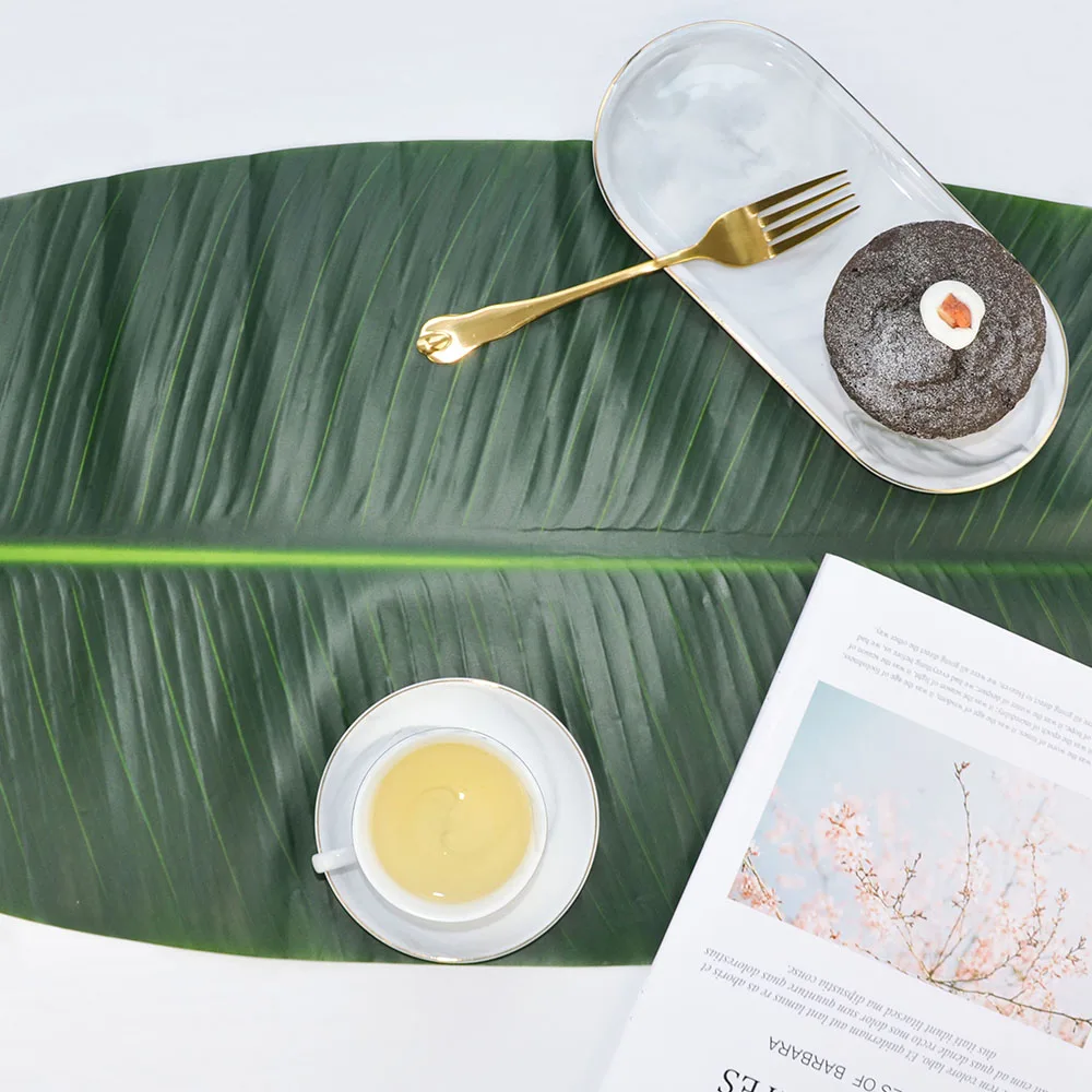 Столовые приборы из ПВХ для обеденного стола эмуляция тропических листьев