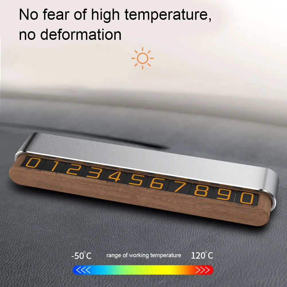 

Wooden Car Phone Number Card Invisible Temporary Parking Card Plate Telephone Number Automobile Accessories Aluminum Alloy