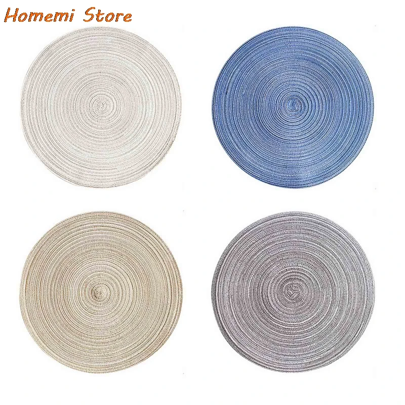 

Round Placemat Woven Placemat Pad Heat Resistant Bowls Coffee Cups Coaster Tableware Mat Home Decoration Kitchen Tool