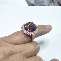kjjeaxcmy boutique jewelry 925 sterling silver natural amethyst ring male and female round diamond