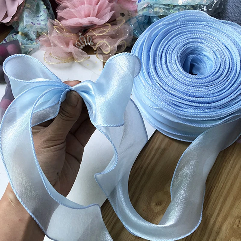 Прозрачная романтическая волнистая лента для волос 5 см * 35 м упаковка букета